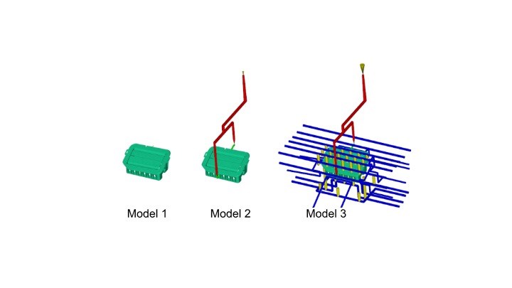 Three Moldflow simulation part models