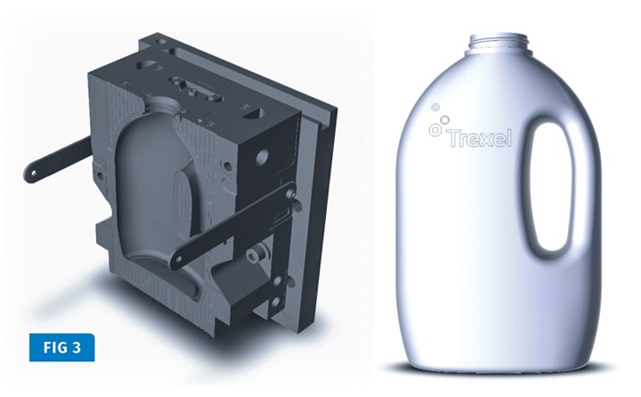FIG 3 Case-study bottle mold for topload and drop-impact testing.