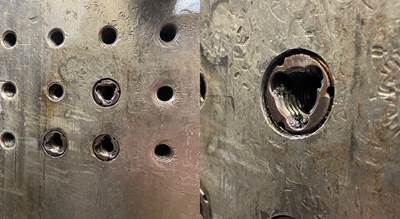 Molder Repairs Platen Holes with Threaded Inserts