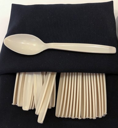 PHA biopolymer is frequently blended with PLA (as in these coffee spoons)