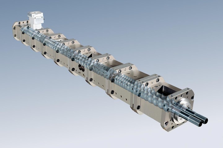 Assembled Twin Screw and Barrel Section