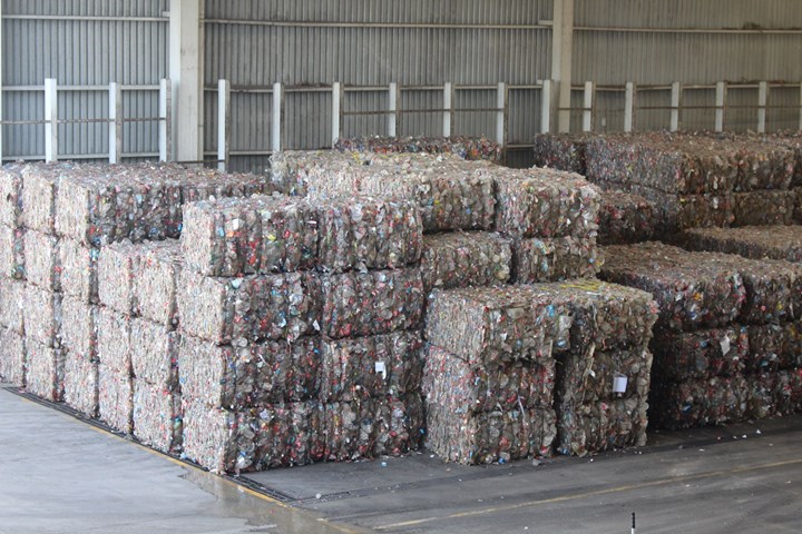 bales of recovered plastic