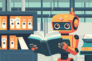 digital design of a robot reading a book