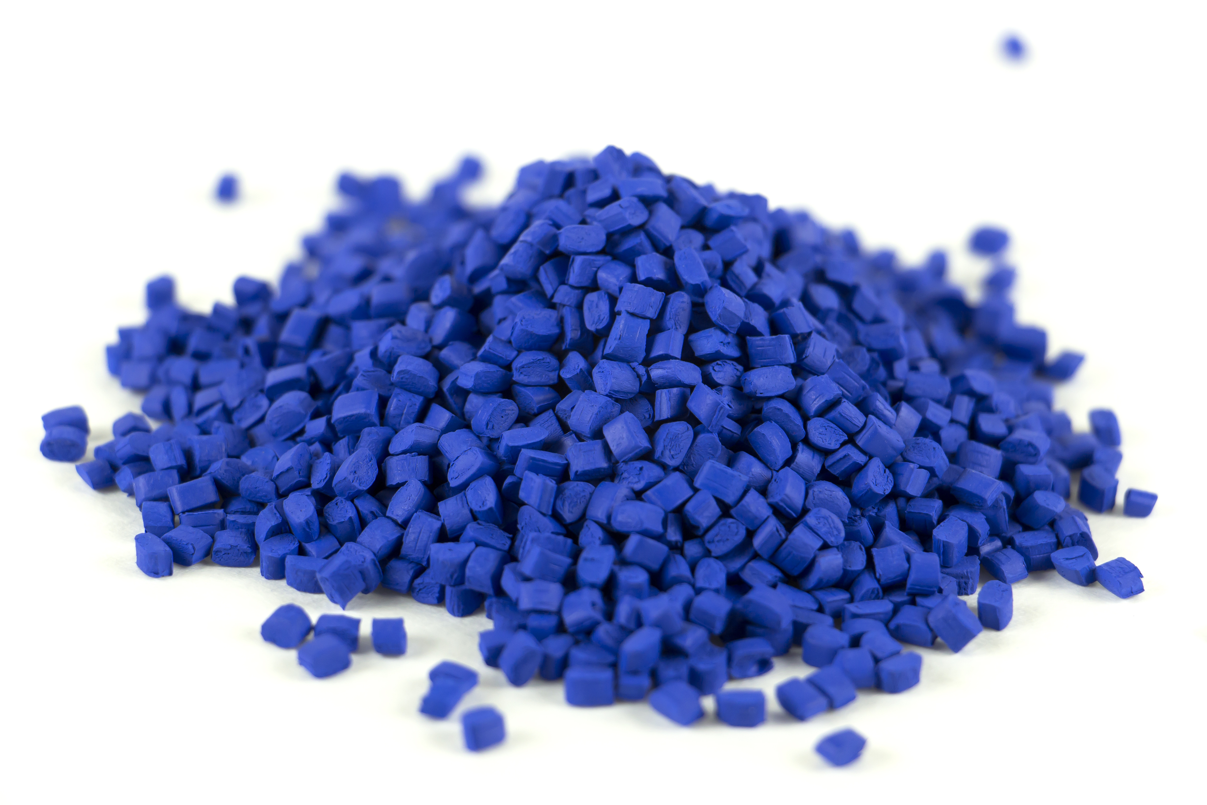 Blue resin pellets