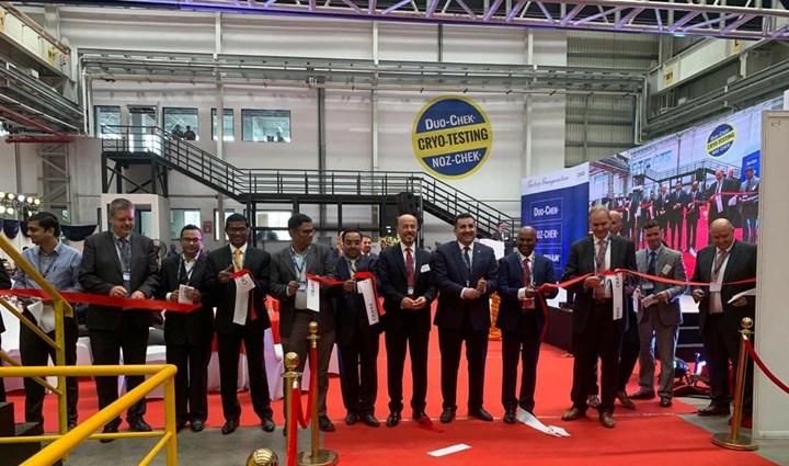Photo of executives from Crane at opening ceremony for Maharashtra, India valve facility