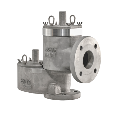 Photo of gray, cast metal pressure relief valve from Groth Corporation