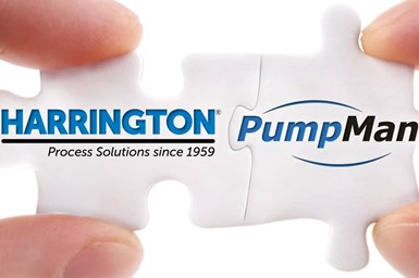 Image of two puzzle pieces coming together with logos of Harrington and PumpMan