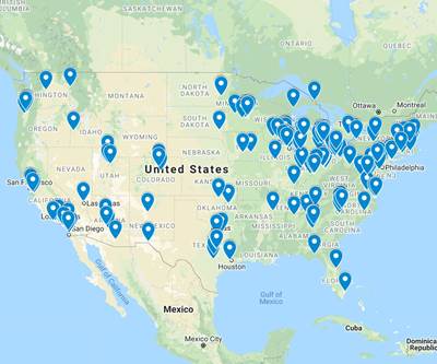 Map of 3D Printing Service Bureaus Across the U.S.