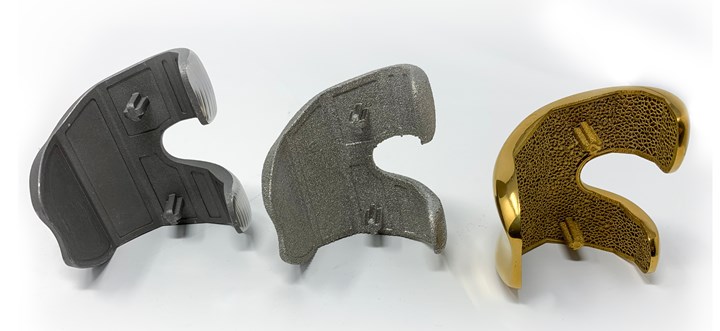 knee implants made via casting and additive manufacturing