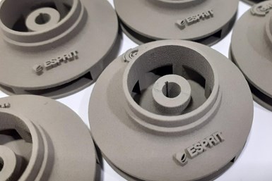 By preparing data in Esprit Additive Suite products, CETIM was able to build a job made of six impeller parts with a binder jetting machine.