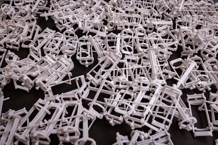 3D printed brackets post SLS, pre finishing
