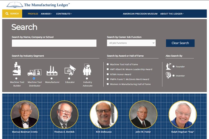 The Manufacturing Ledger enables visitors to sort by industry sector, lifetime achievement awards or inventors and founders. Visitors can also search by name, company and job function. 