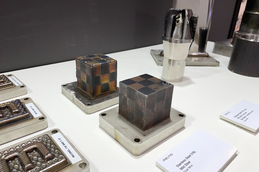 Multimaterial prints on display in Meltio’s booth 