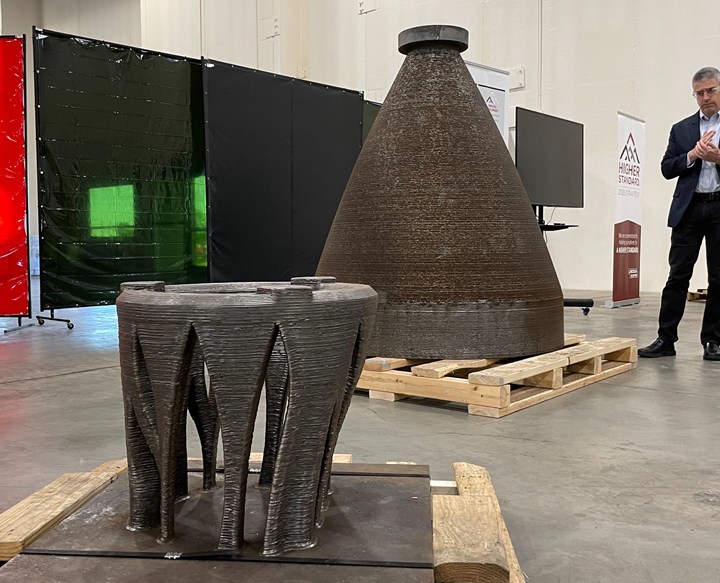 3D printed pedestal to help a robot 3D print a large metal part