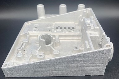 An example part that was 3D printed on the Xerox ElemX machine, powered by the Sinumerik 840D sl control system from Siemens. Photo Credit: Siemens