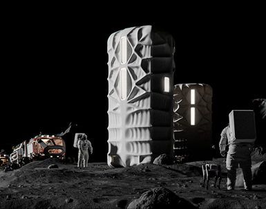 artists rendering of 3D printed space habitat