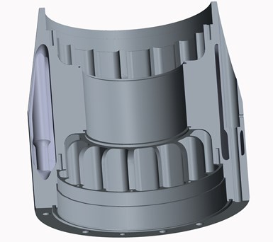 model showing inside of 3D printed turbine housing