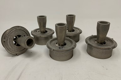 These 3D printed parts are being used in a test rig that duplicates the hypersonic environment without ever leaving the ground. Photo Credit: Velo3D