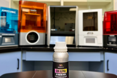 COR Alpha resin is now available in 405-nm wavelength formulation, which is suitable for desktop 3D printers. Photo Credit: polySpectra