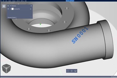 With the new labeling module in Flow 5.0, users can quickly add text to the print file, enabling serialization of parts or other identifying marks. Photo Credit: Velo3D