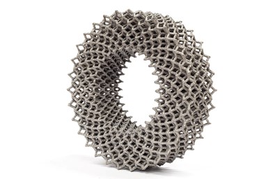 An example of a Tungsten lattice printed on the Caliber 3. Photo Credit: Wayland Additive