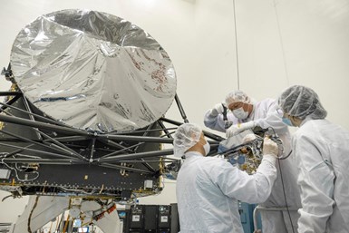 Assemby of Psyche SEP Chassis, including mission-critical equipment. Photo Credit: NASA/JPL-Caltech.
