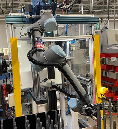 brackets on the cobots keep cables out the way of programmed motion