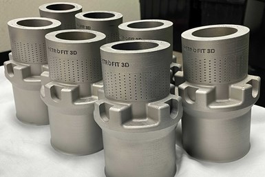Oil and gas choke valves in their finished form after being printed at different locations to test the use of a common print file.