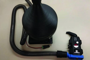 NIOSH recommends safety measures such as a low-cost air cleaner assembly connected to a modified extruder cover. Source: NIOSH