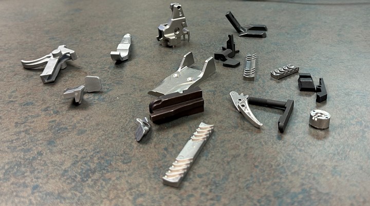 a selection of metal 3D printed parts