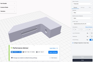 Performance Advisor offers a physics-based analysis method that addresses the challenge of doing structural analysis without a use case. Source: Markforged
