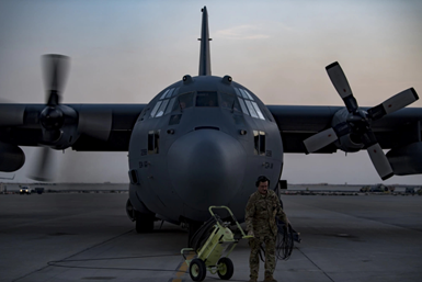 The C-130 Hercules military aircraft 
