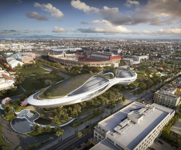 Aerial view of the Lucas Museum of Narrative Art