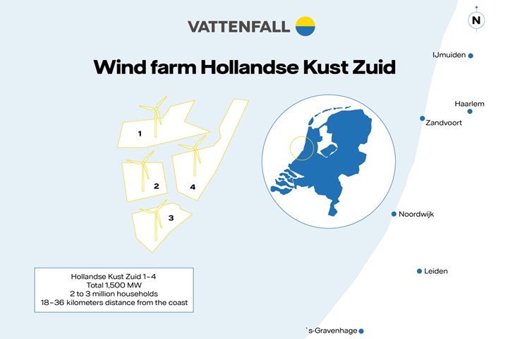 Vattenfall offshore windfarm map. 