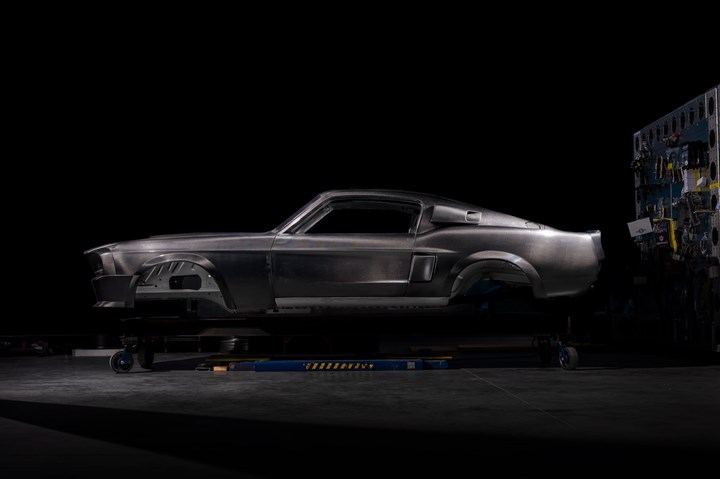 A photo of the carbon-fiber body of Classic Recreations' Shelby GT500CR