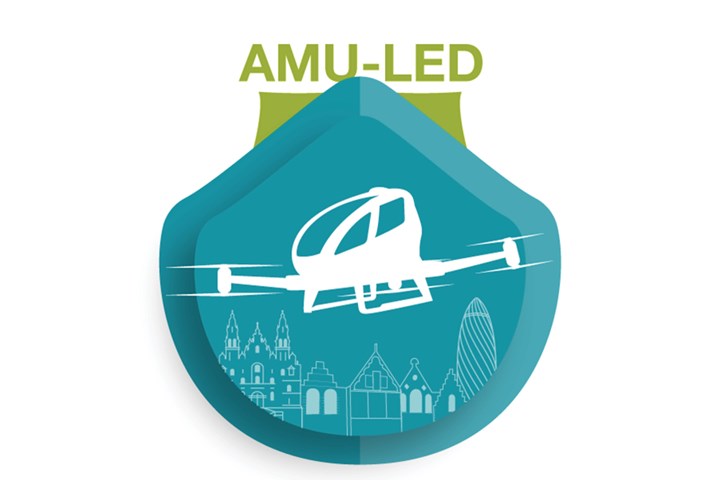 AMU-LED EU urban air mobility project logo