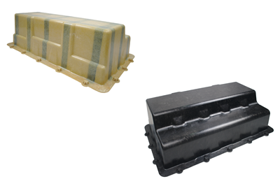 SMC material configurations tailored to automotive battery enclosure design