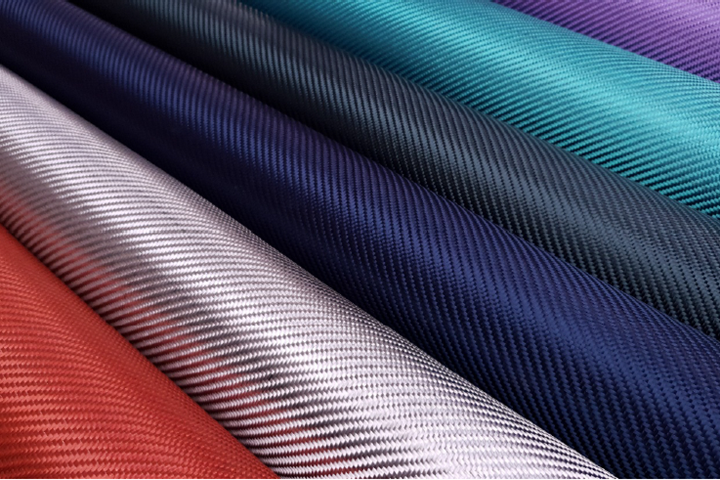 Hypetex colored carbon fiber materials.