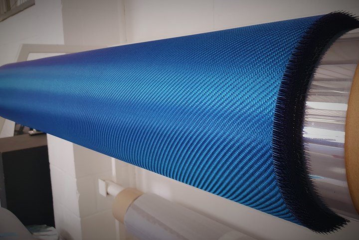 Hypetex blue carbon fiber reinforcement material.