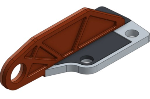 Rendering of design for 9T Labs 3D-printed aerospace bracket. 