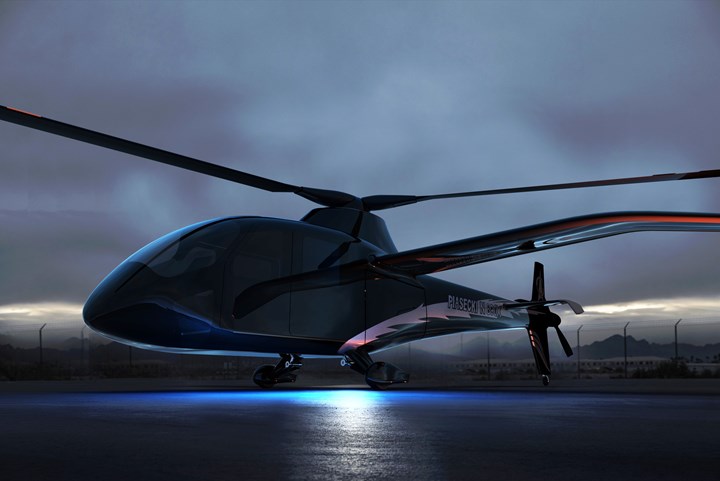 Rendering of the Piasecki PA-890 eVTOL compound helicopter, powered by the HyPoint hydrogen fuel cell system.