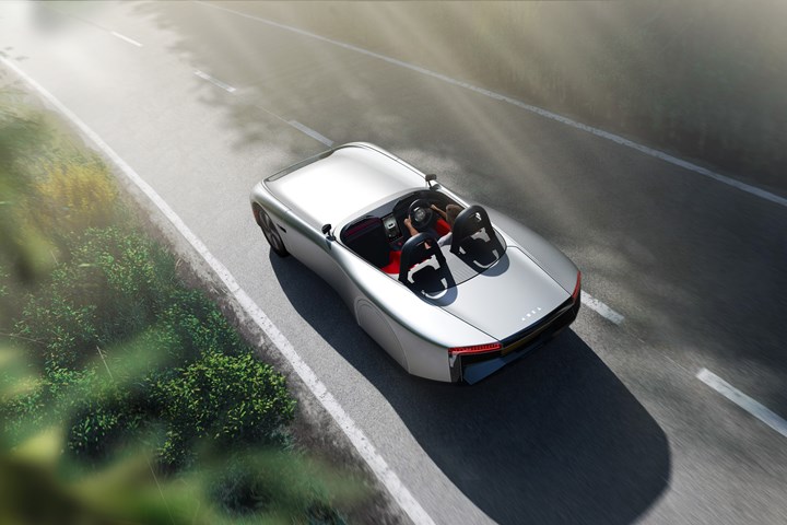 Aura concept car with natural fiber composites
