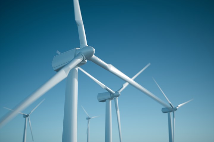 Stock photo of wind turbines