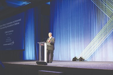 Keynote speaker Gregory Ulmer, executive VP of  Aeronoautics at Lockheed Martin.