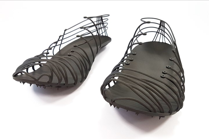 3D-printed structural part for Pleko spike shoes.