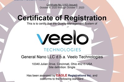 Veelo Technologies achieves AS9100D certification