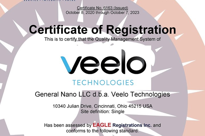 Veelo Technologies AS9100D certification