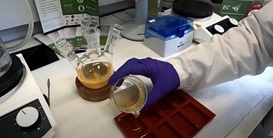 100% bio-based thermosetting resin fit for space being tested at the Nice Institute of Chemistry at the Université Côte D'Azur..