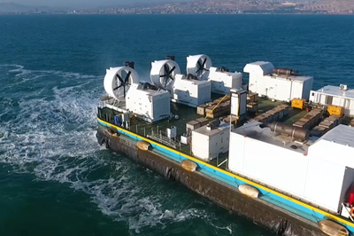 Air-cushion barge serves ice, shallow water operations with infused carbon fiber propellor ducts