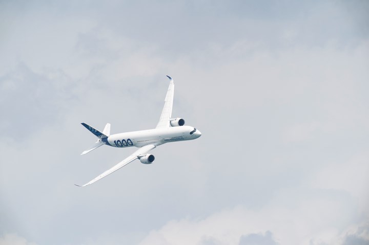 Airbus’ lying display of the long-range A350-1000 at the 2022 Singapore Airshow.